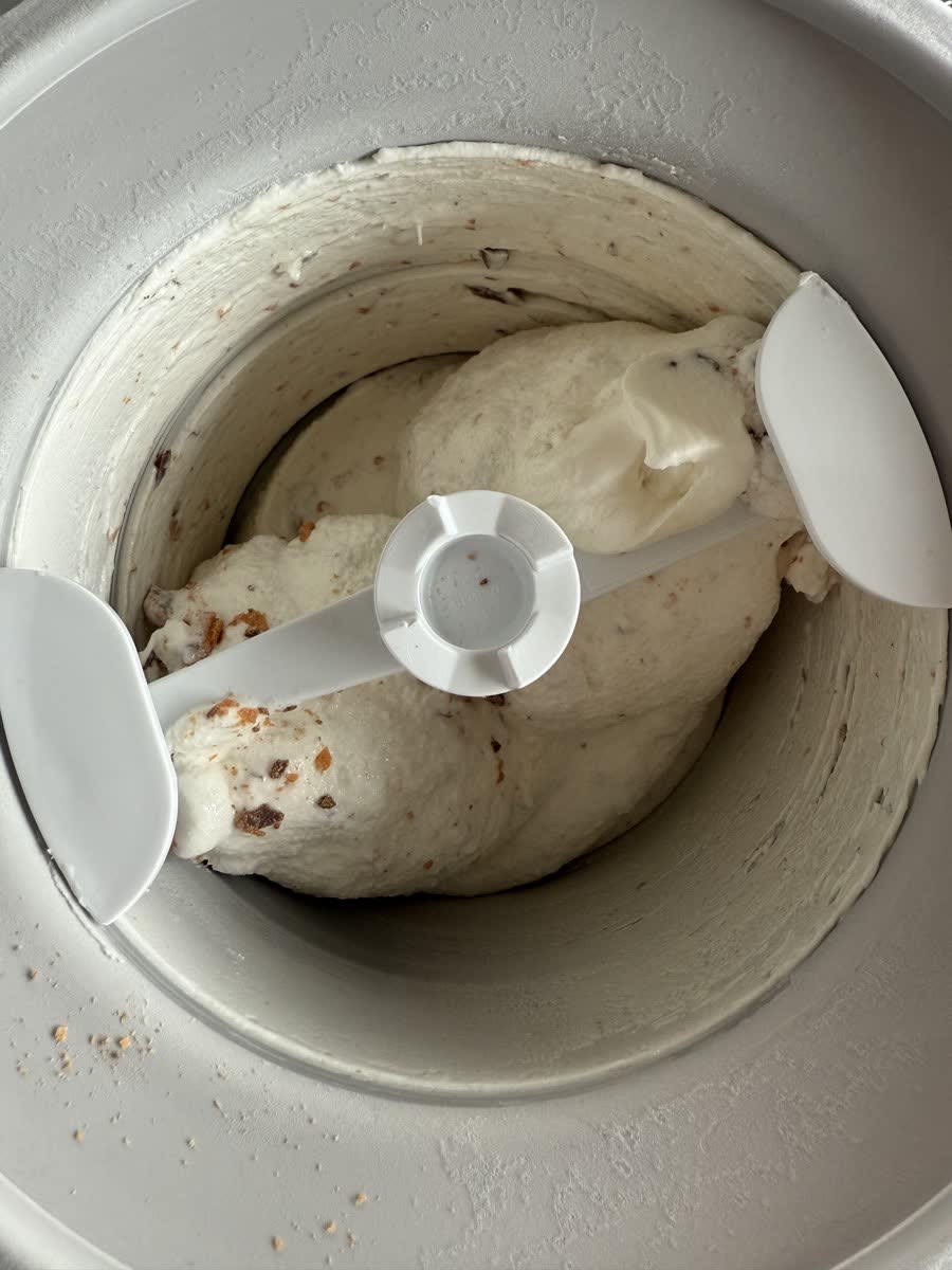 Reese’s Peanut Butter Cup and Butterfinger homemade ice cream